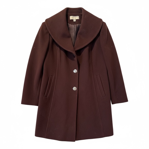 🍷 Anne Klein Wool Blend Coat – Size 12P – Deep Wine Burgundy - Picture 3 of 10